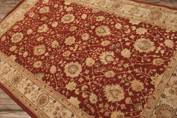 5x8 Burnt Orange, Ivory, Gold Color Hand Tufted Nourison Wool & Silk Traditional Oriental Rug