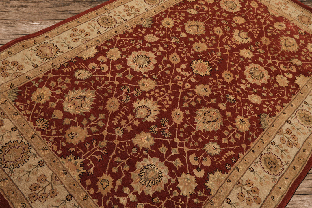 5x8 Burnt Orange, Ivory, Gold Color Hand Tufted Nourison Wool & Silk Traditional Oriental Rug