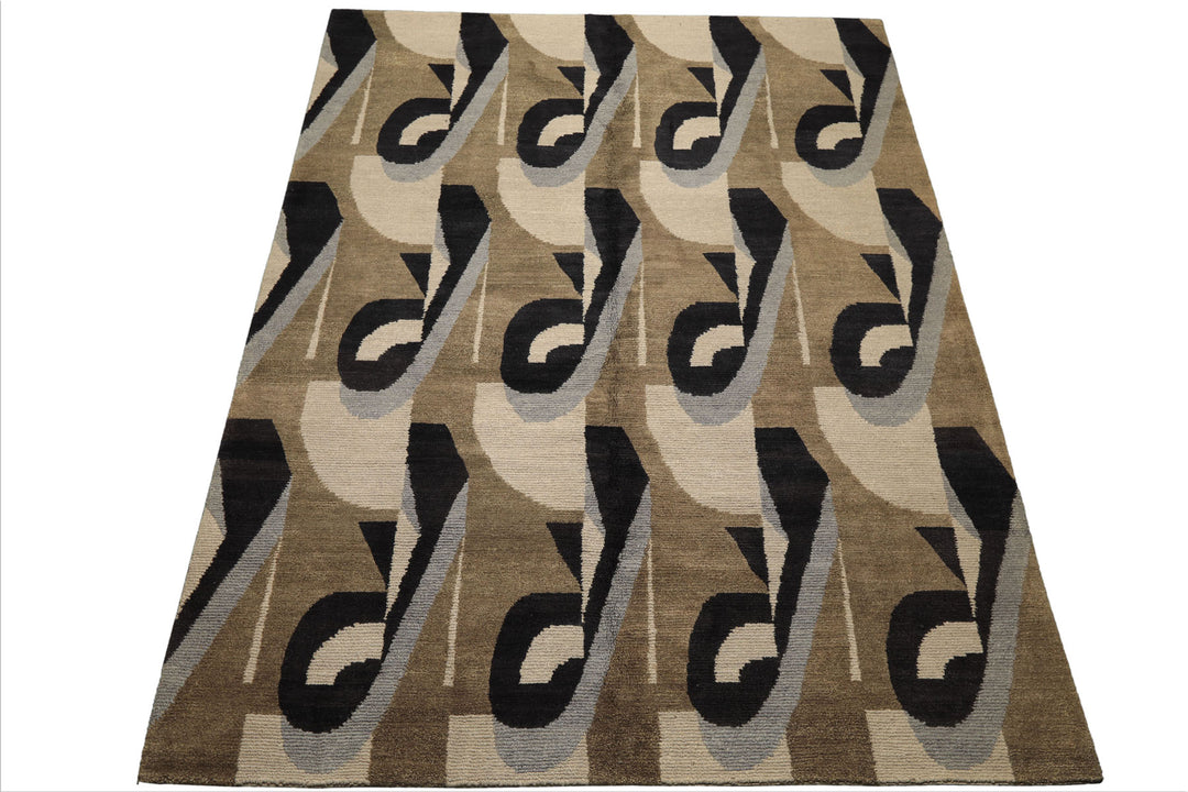 8x10 Moss, Charcoal, Slate Color Hand Knotted Tibetan Wool Modern & Contemporary Oriental Rug