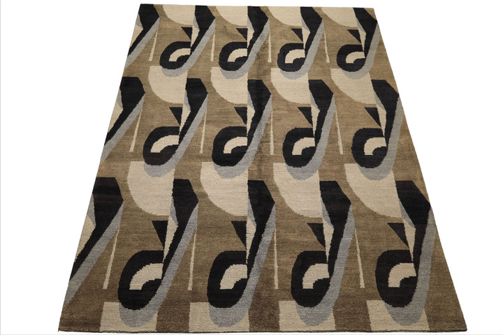 8x10 Moss, Charcoal, Slate Color Hand Knotted Tibetan Wool Modern & Contemporary Oriental Rug