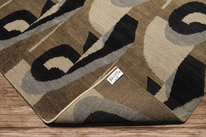 8x10 Moss, Charcoal, Slate Color Hand Knotted Tibetan Wool Modern & Contemporary Oriental Rug