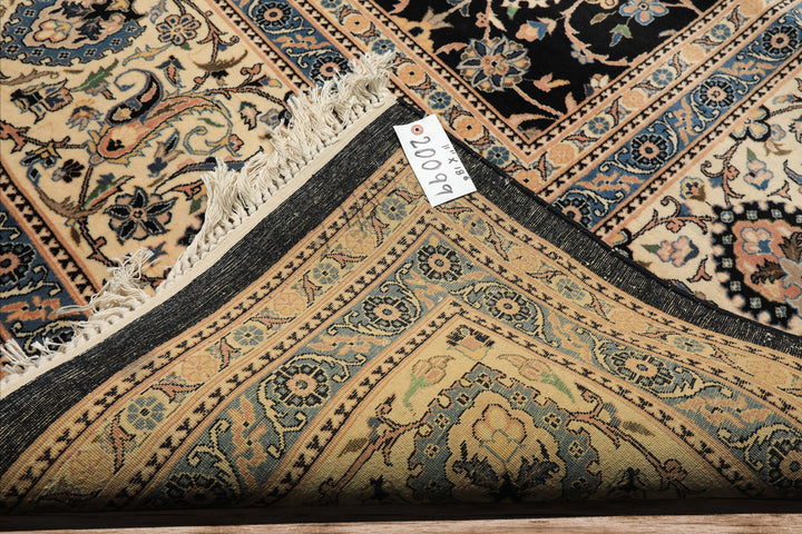 OverSize Black, Ivory, Blue Color Hand Knotted Pak Persian Wool Traditional Oriental Rug