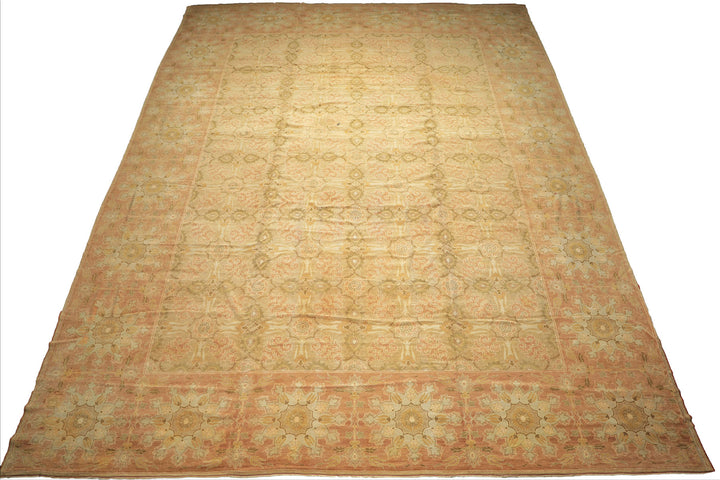 OverSize Moss, Taupe, Mint Color Hand Knotted Oushak Wool Arts & Crafts Oriental Rug