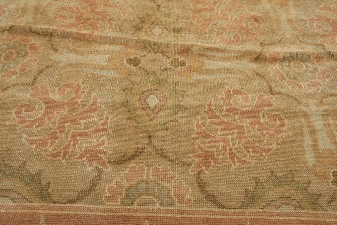 OverSize Moss, Taupe, Mint Color Hand Knotted Oushak Wool Arts & Crafts Oriental Rug