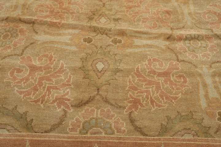OverSize Moss, Taupe, Mint Color Hand Knotted Oushak Wool Arts & Crafts Oriental Rug