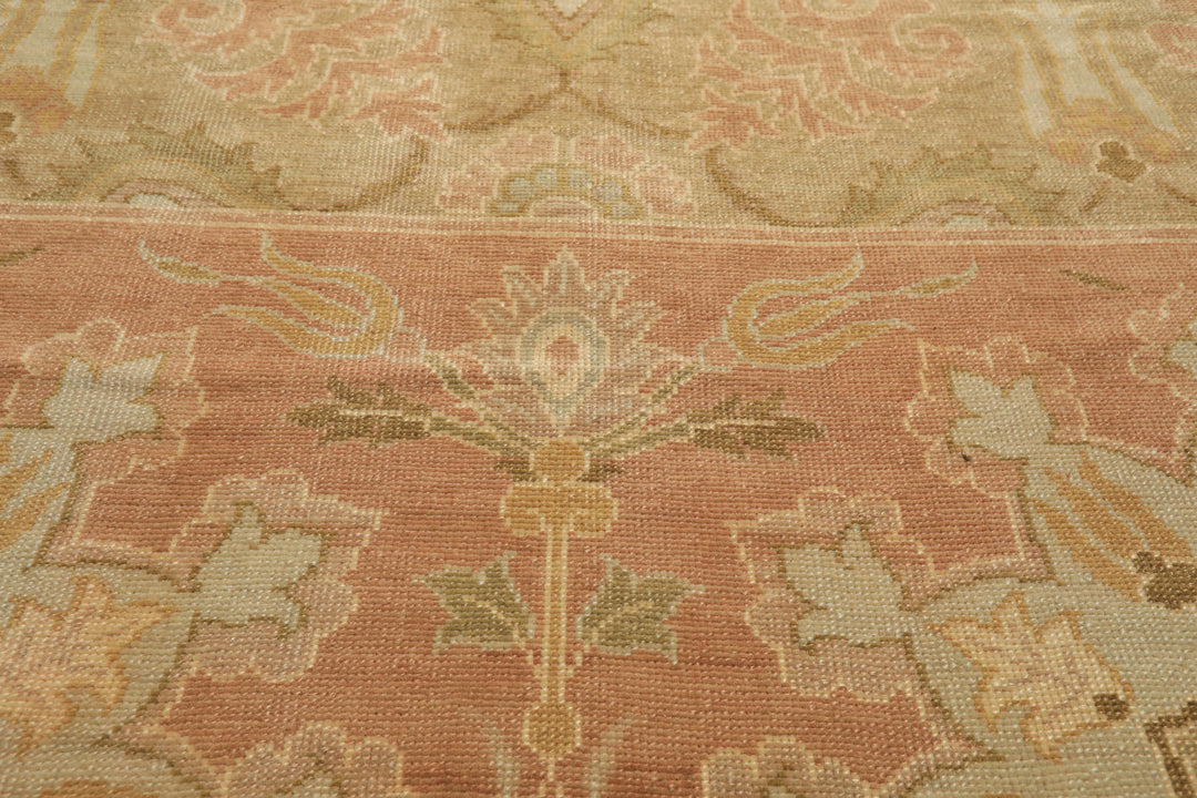 OverSize Moss, Taupe, Mint Color Hand Knotted Oushak Wool Arts & Crafts Oriental Rug