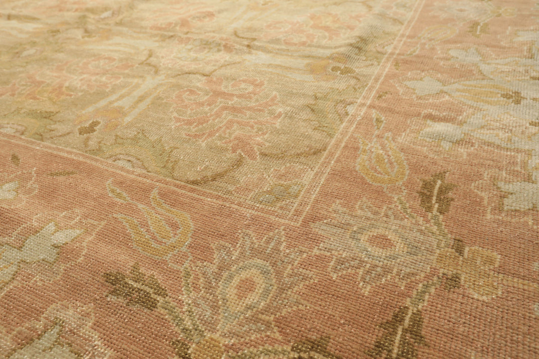 OverSize Moss, Taupe, Mint Color Hand Knotted Oushak Wool Arts & Crafts Oriental Rug