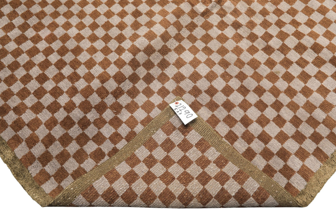 5x7 Gray, Brown, Sage Color Hand Knotted Tibetan Wool &amp; Silk Moden &amp; Contemporary Oriental Rug