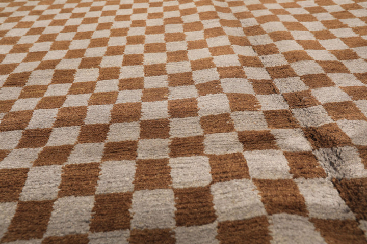 5x7 Gray, Brown, Sage Color Hand Knotted Tibetan Wool &amp; Silk Moden &amp; Contemporary Oriental Rug
