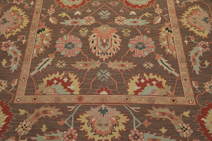 6x9 Mocha, Mint, Blush Color Hand Knotted Nourison Nourmak Soumak Wool & Silk Transitional Oriental Rug