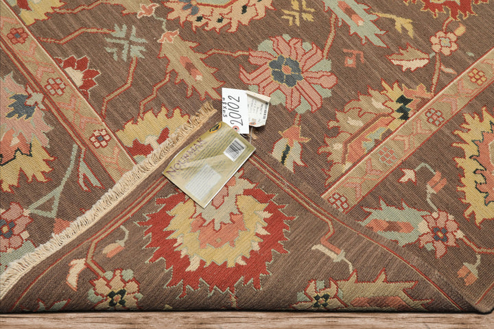 6x9 Mocha, Mint, Blush Color Hand Knotted Nourison Nourmak Soumak Wool & Silk Transitional Oriental Rug