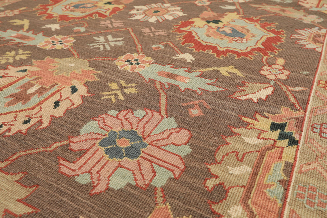 6x9 Mocha, Mint, Blush Color Hand Knotted Nourison Nourmak Soumak Wool & Silk Transitional Oriental Rug