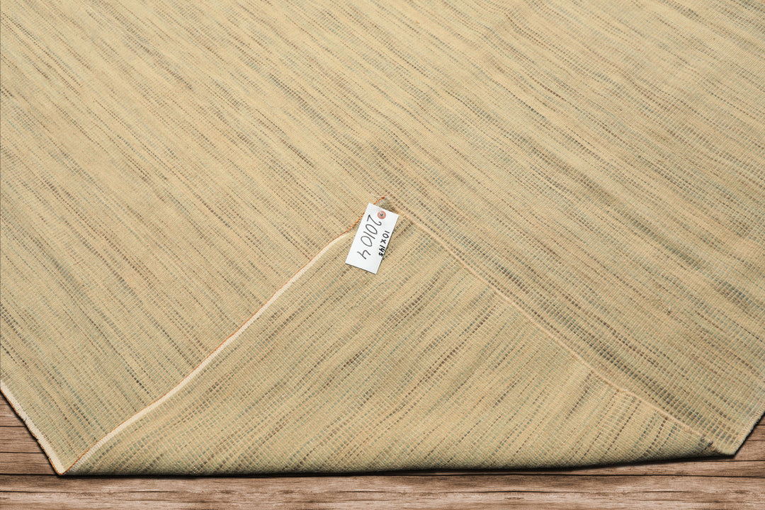 10x14 Ivory, Celadon, Multi Color Hand Woven Kilim Wool Modern & Contemporary Oriental Rug