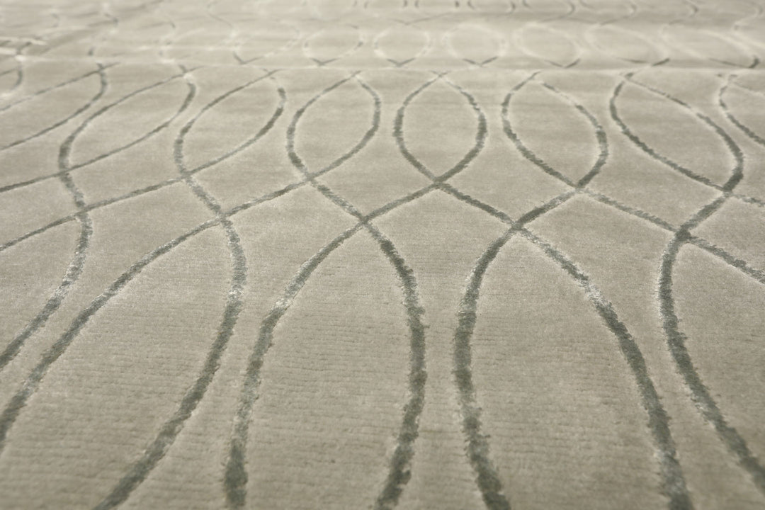 9x12 Tone on Tone Faded Seafoam, , Color Hand Knotted Tibetan Wool &amp; Pure Silk Modern &amp; Contemporay Oriental Rug