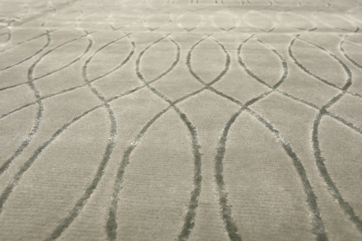9x12 Tone on Tone Faded Seafoam, , Color Hand Knotted Tibetan Wool &amp; Pure Silk Modern &amp; Contemporay Oriental Rug