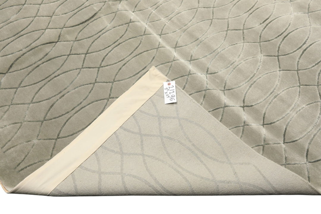 9x12 Tone on Tone Faded Seafoam, , Color Hand Knotted Tibetan Wool &amp; Pure Silk Modern &amp; Contemporay Oriental Rug