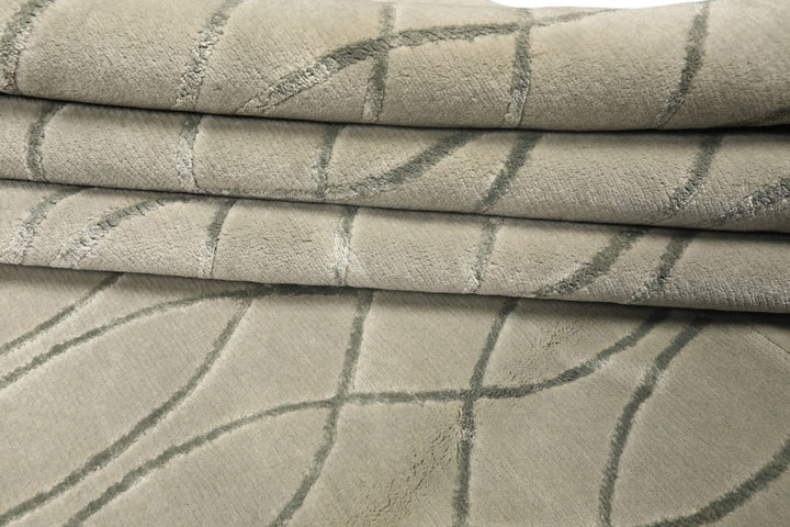 9x12 Tone on Tone Faded Seafoam, , Color Hand Knotted Tibetan Wool &amp; Pure Silk Modern &amp; Contemporay Oriental Rug