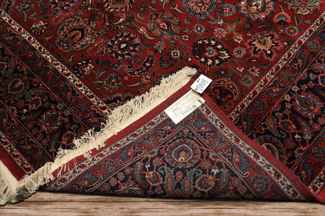 8x10 Burgundy, Navy, Ivory Color Hand Knotted Sarouk New Zealand Wool Traditional Oriental Rug