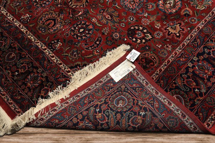 8x10 Burgundy, Navy, Ivory Color Hand Knotted Sarouk New Zealand Wool Traditional Oriental Rug