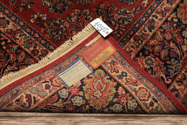 9x12 Burgundy, Navy, Ivory Color Machine Made Karastan Sarouk New Zealand Wool Traditional Oriental Rug