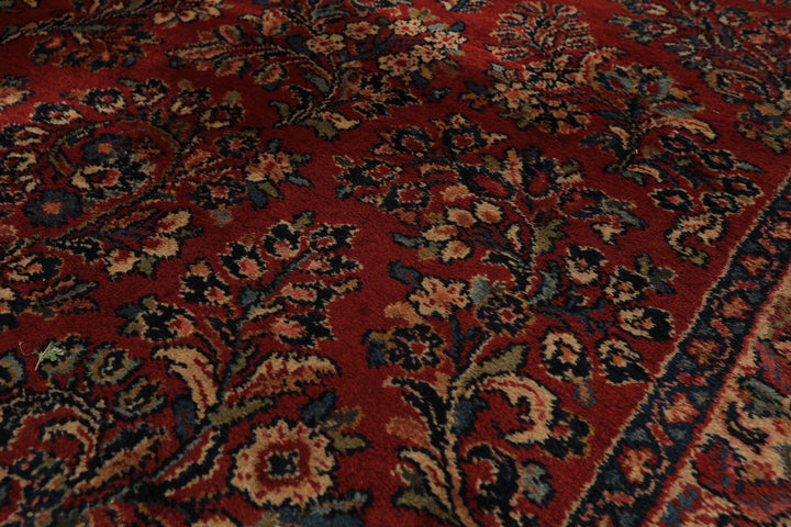 9x12 Burgundy, Navy, Ivory Color Machine Made Karastan Sarouk New Zealand Wool Traditional Oriental Rug