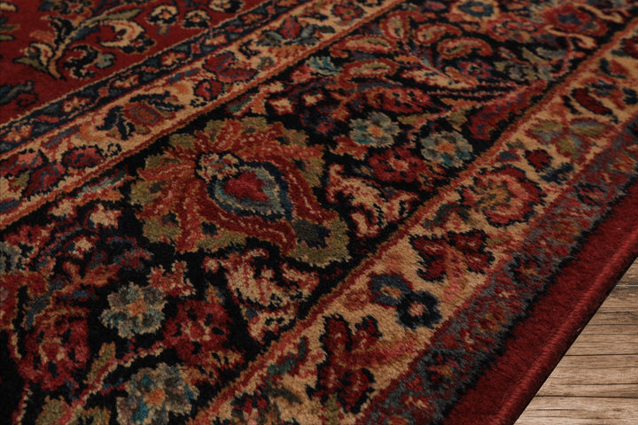 9x12 Burgundy, Navy, Ivory Color Machine Made Karastan Sarouk New Zealand Wool Traditional Oriental Rug