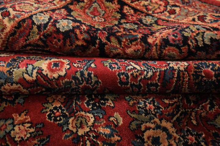 9x12 Burgundy, Navy, Ivory Color Machine Made Karastan Sarouk New Zealand Wool Traditional Oriental Rug