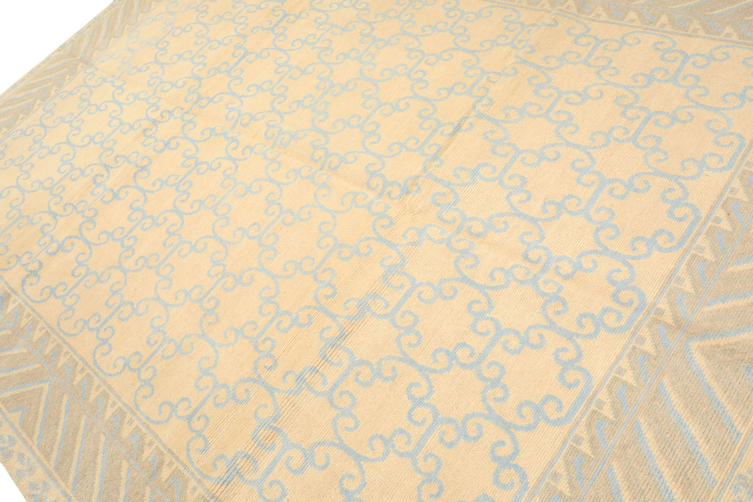 8x10 Ivory, Beige, Taupe Color Hand Knotted Tibetan Wool Transitional Oriental Rug