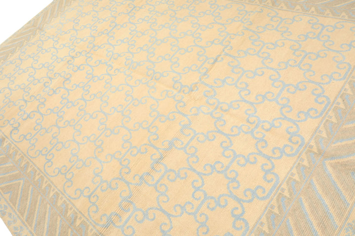 8x10 Ivory, Beige, Taupe Color Hand Knotted Tibetan Wool Transitional Oriental Rug