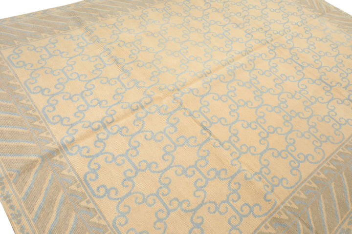8x10 Ivory, Beige, Taupe Color Hand Knotted Tibetan Wool Transitional Oriental Rug