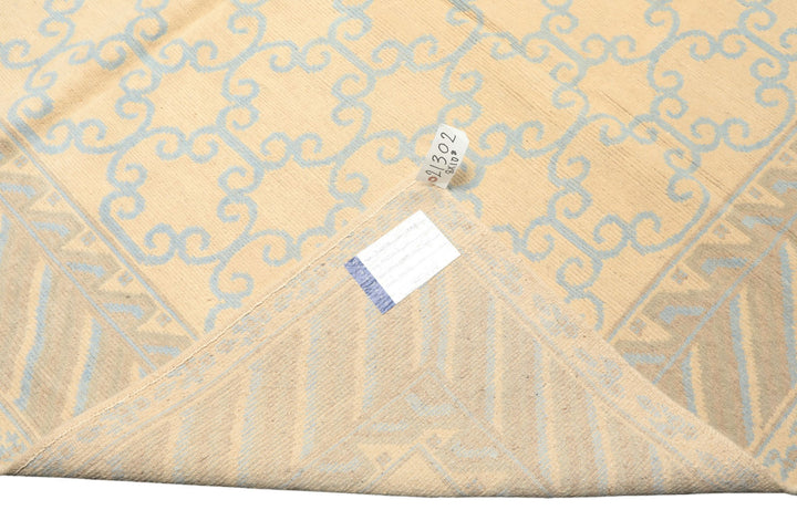 8x10 Ivory, Beige, Taupe Color Hand Knotted Tibetan Wool Transitional Oriental Rug