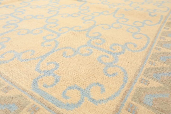 8x10 Ivory, Beige, Taupe Color Hand Knotted Tibetan Wool Transitional Oriental Rug