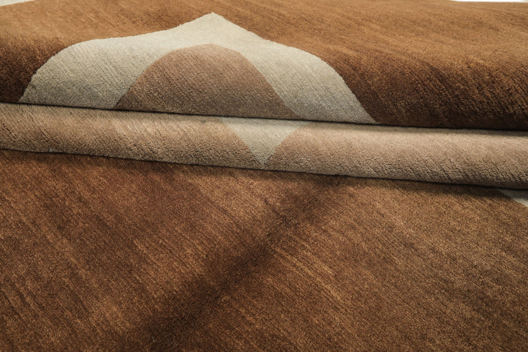 8x10 Brown, Taupe, Seafoam Color Hand Knotted Tibetan Wool &amp; Pure Silk  Oriental Rug