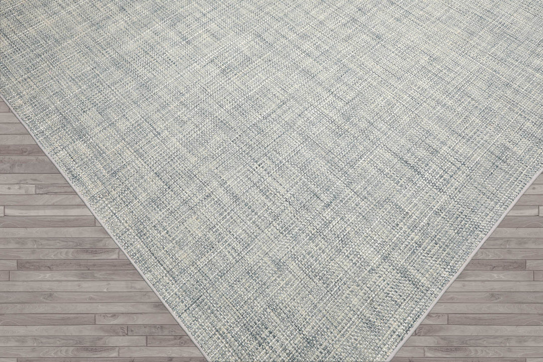 Multi Size Slate Blue Off White Color Hand Woven Textured 80%Wool & 20%Nylon Contemporary Oriental Rug