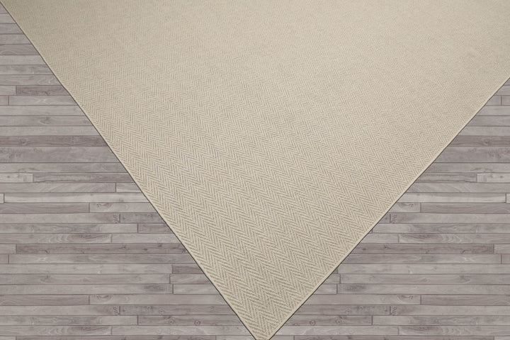 Multi Size Beige Ivory Color Hand Woven Herringbone New Zealand Wool Contemporary Oriental Rug