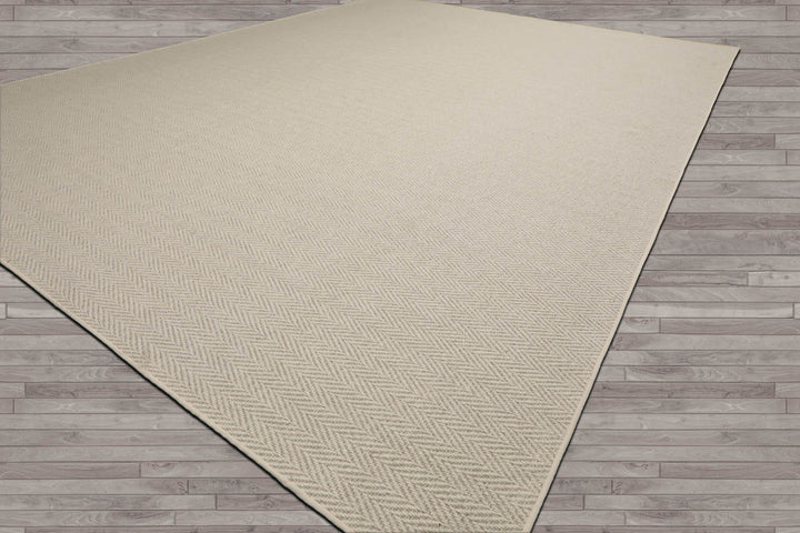 Multi Size Beige Ivory Color Hand Woven Herringbone New Zealand Wool Contemporary Oriental Rug
