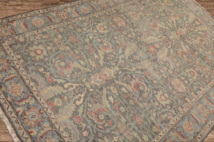 5x7 Hand Knotted Afghan 100% Wool Traditional Oriental Area Rug Gray Beige