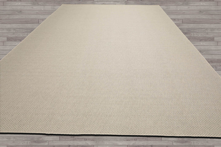 Multi Size Beige Ivory Color Hand Woven Herringbone New Zealand Wool Contemporary Oriental Rug