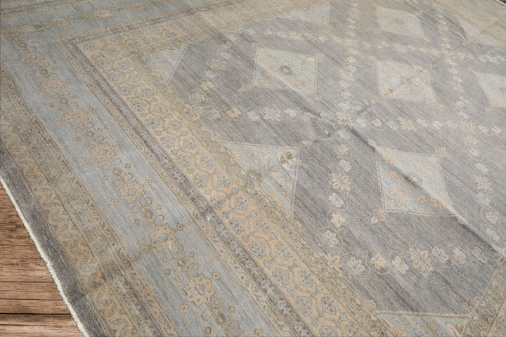 12x15 Slate, Gray, Faded Color Hand Knotted Peshawar Wool Transitional Oriental Rug