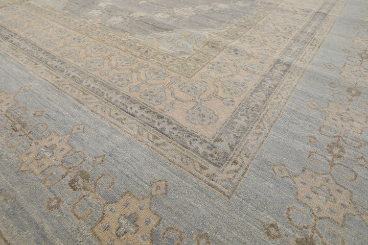 12x15 Slate, Gray, Faded Color Hand Knotted Peshawar Wool Transitional Oriental Rug