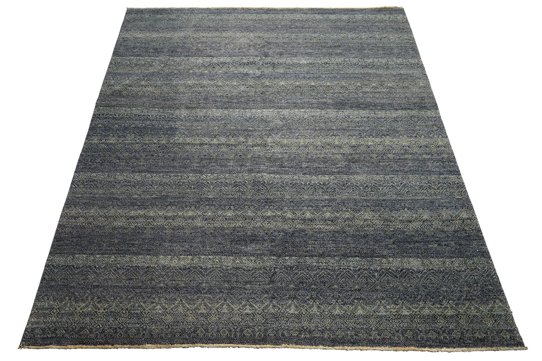 8x10 Blue, Multi, Color Hand Knotted Peshawar Wool Transitional Oriental Rug