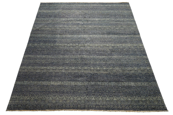 8x10 Blue, Multi, Color Hand Knotted Peshawar Wool Transitional Oriental Rug