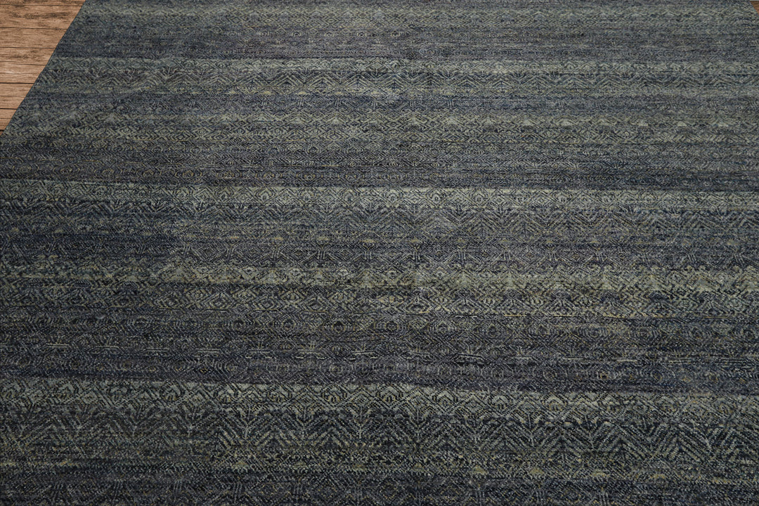 8x10 Blue, Multi, Color Hand Knotted Peshawar Wool Transitional Oriental Rug