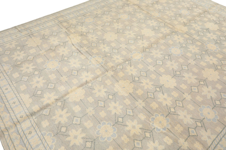 8x10 Gray, Ivory, Slate Color Hand Knotted Tibetan Wool Transitional Oriental Rug