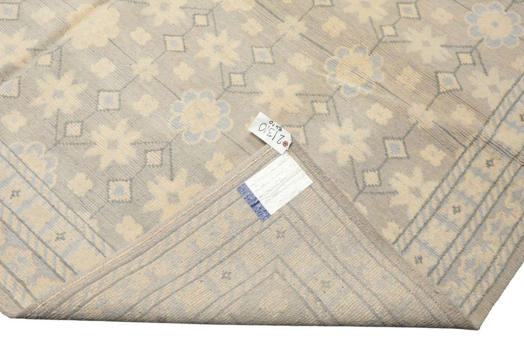 8x10 Gray, Ivory, Slate Color Hand Knotted Tibetan Wool Transitional Oriental Rug