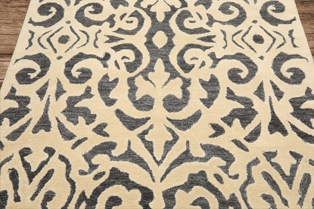 5x8 Ivory, Gray, Color Hand Tufted Handmade Wool Transitional Oriental Rug