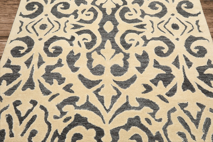 5x8 Ivory, Gray, Color Hand Tufted Handmade Wool Transitional Oriental Rug