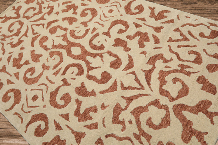 5x8 Ivory, Brown, Color Hand Tufted Handmade Wool Transitional Oriental Rug