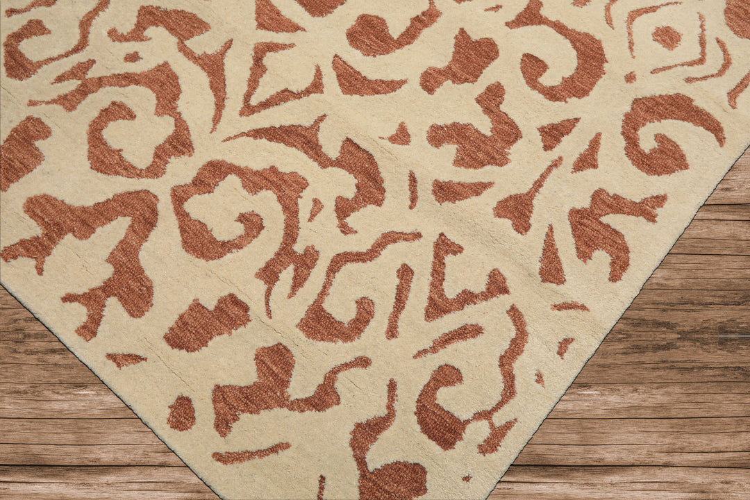 5x8 Ivory, Brown, Color Hand Tufted Handmade Wool Transitional Oriental Rug