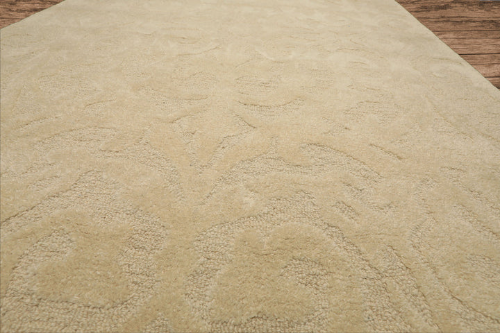 5x8 Tone on Tone Ivory, , Color Hand Tufted Handmade Wool Transitional Oriental Rug